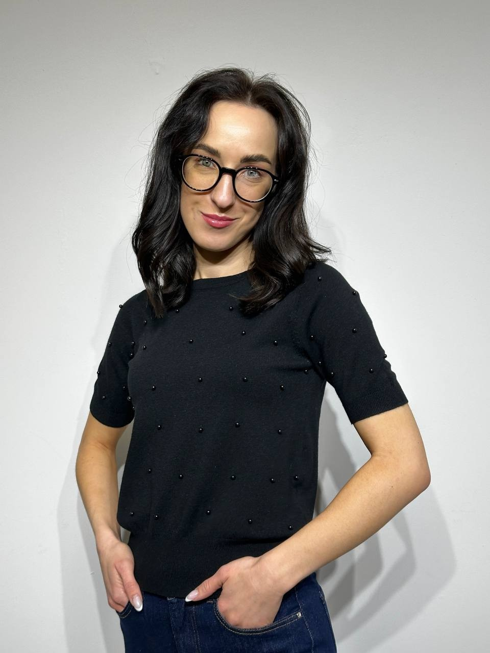 Adīts džemperis ar pērlītēm