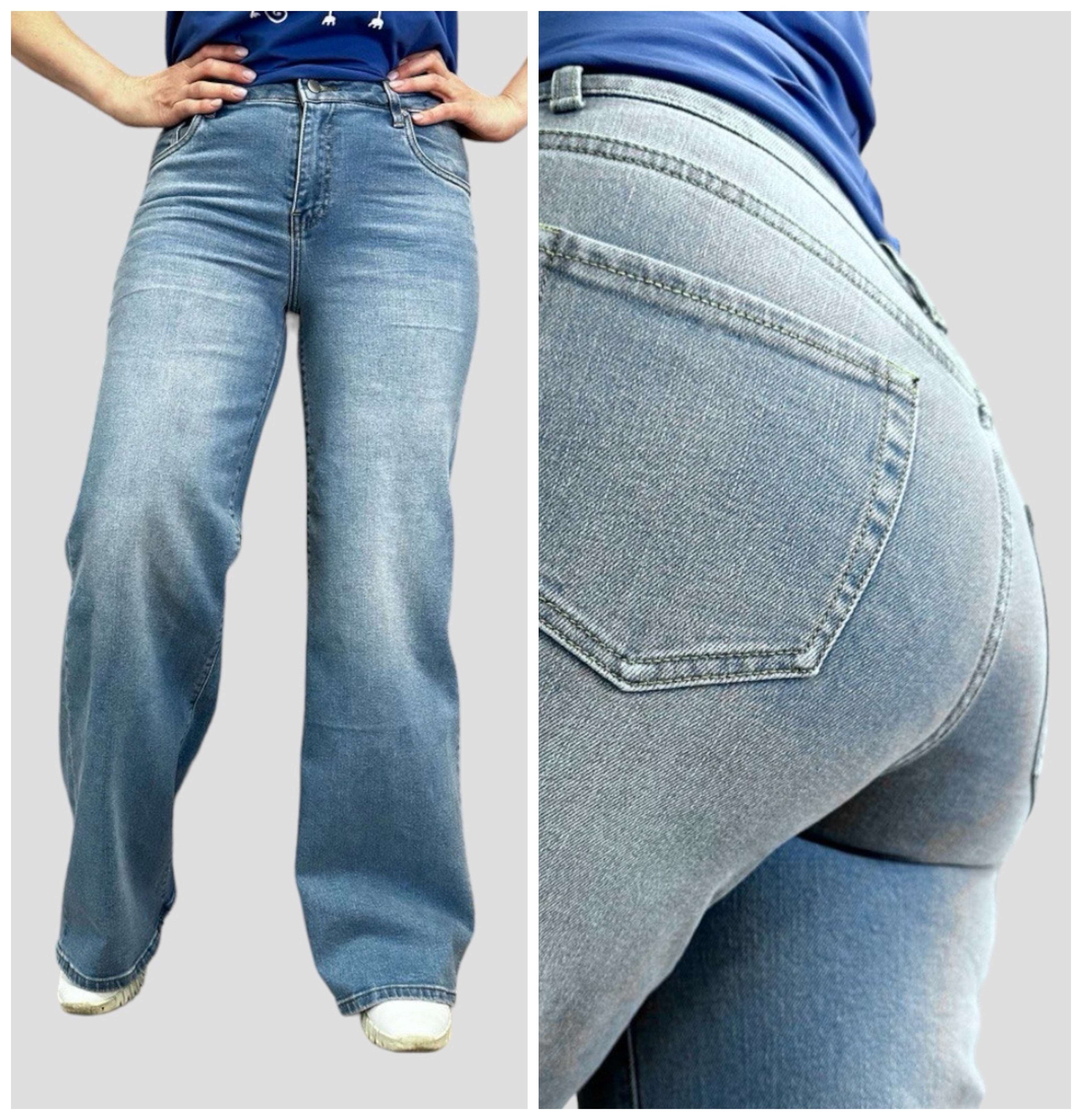 Pagarināti džinsi plati