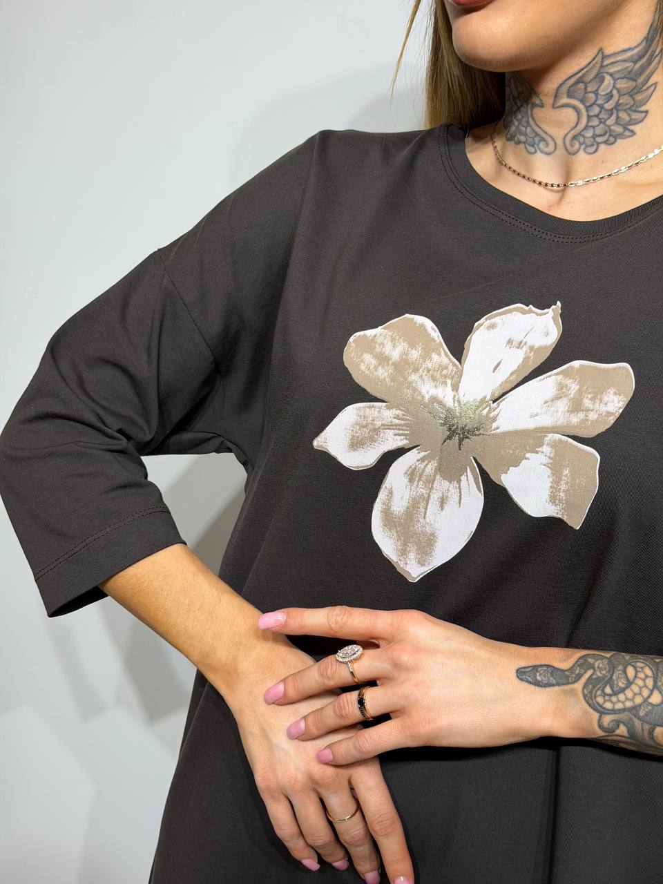 Kokvilnas tops ar 3/4 piedurknēm