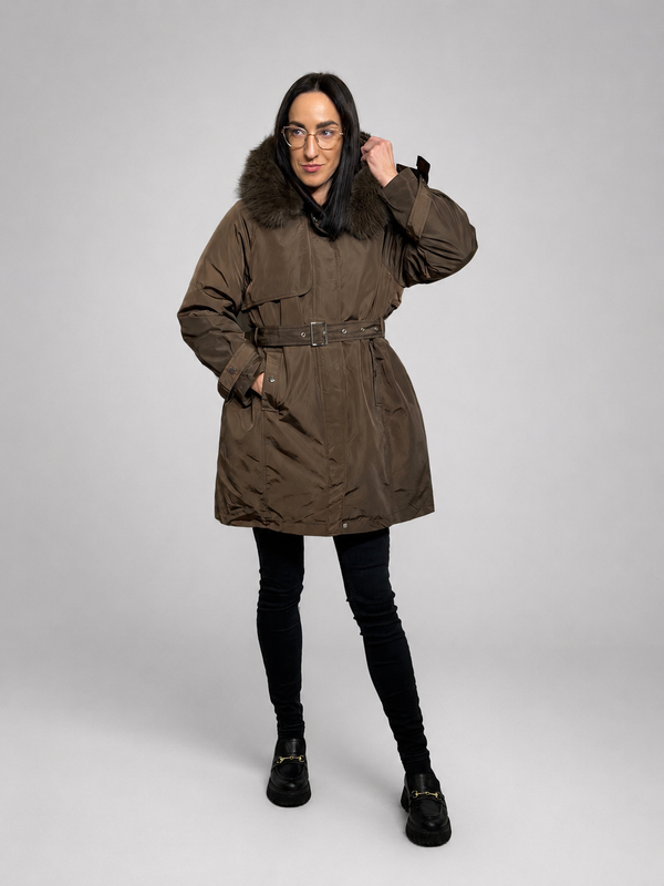 2 in 1 brūna parka sievietēm