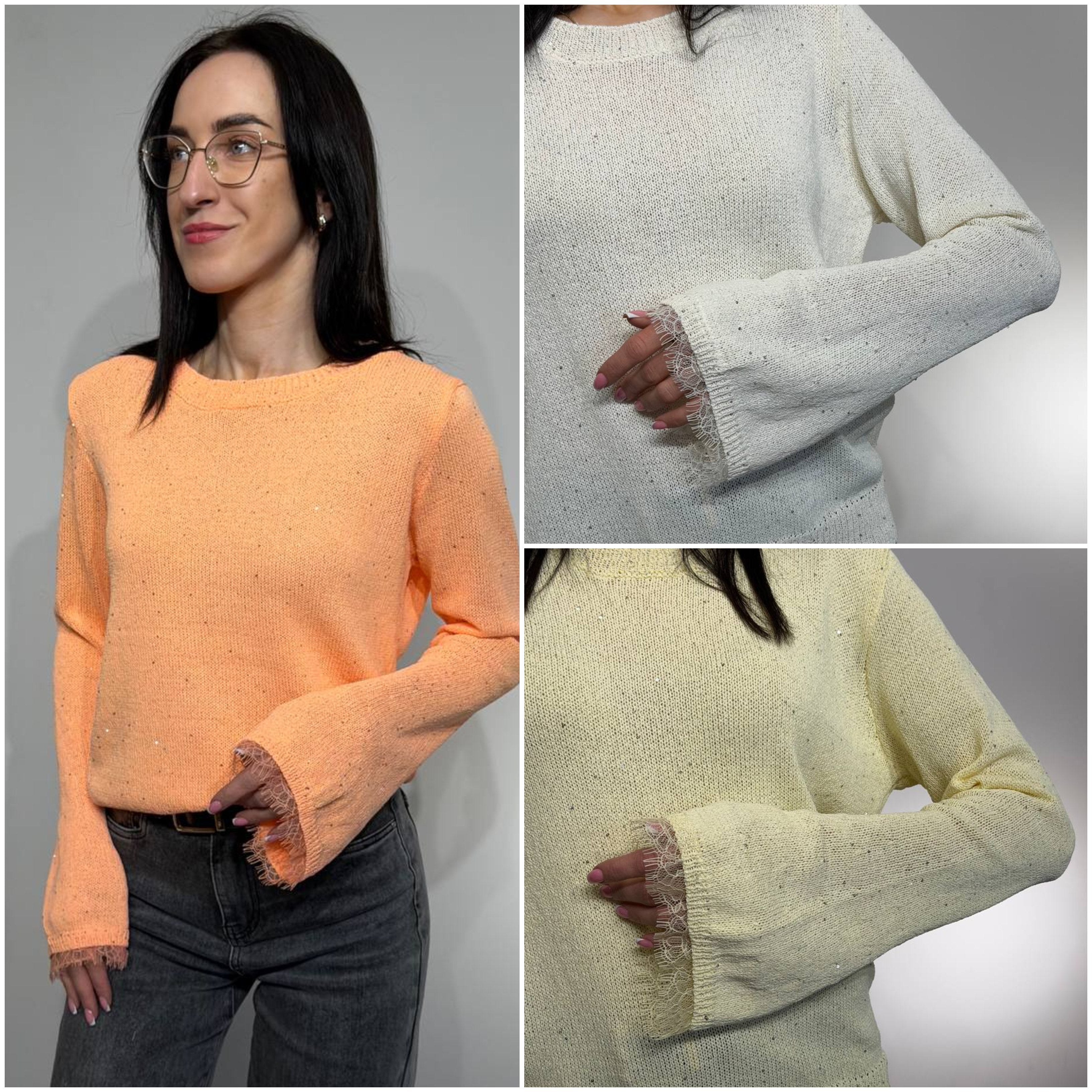 Džemperis ar mežģīņu piedurknēm