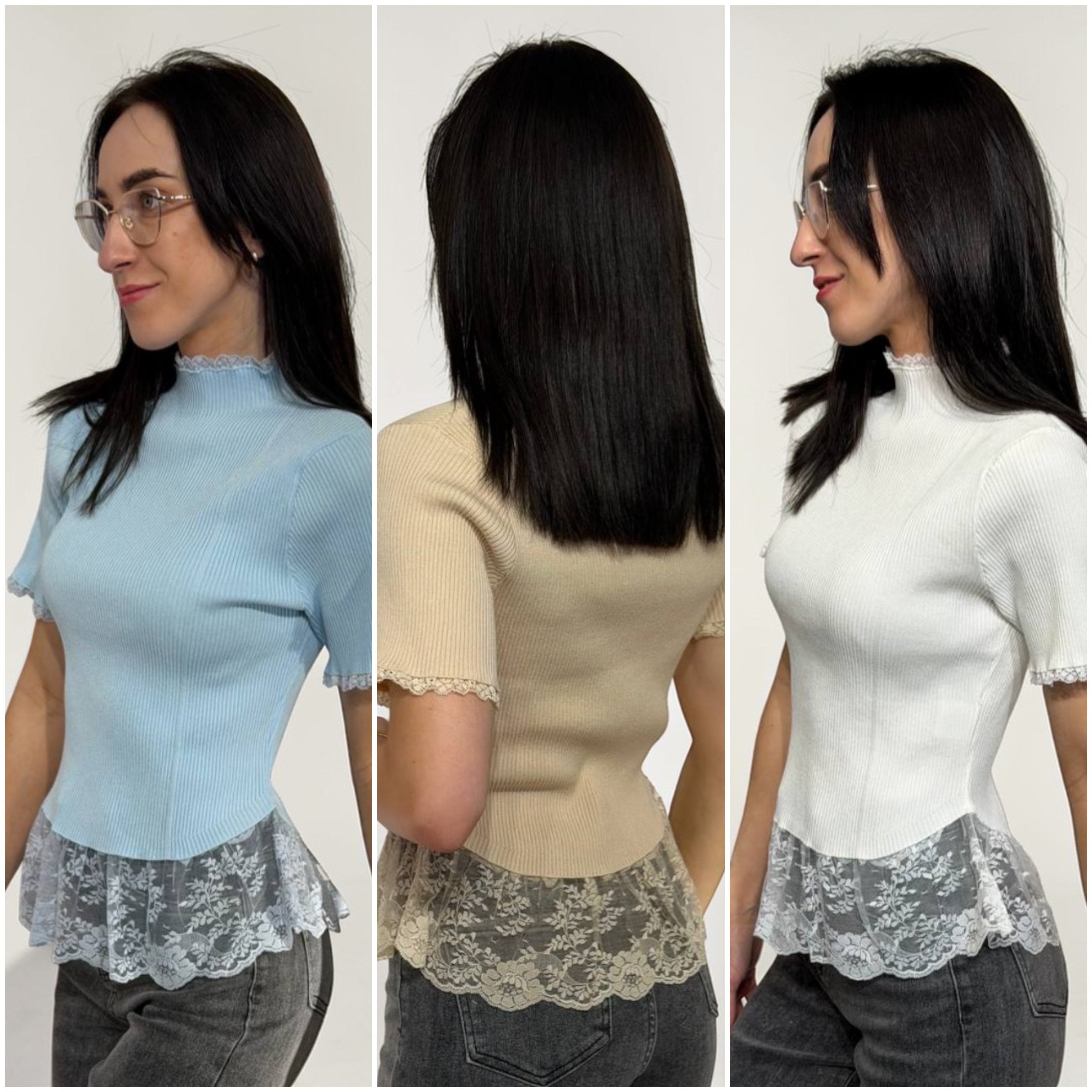 Eleganta sieviešu blūze ar mežģīnēm