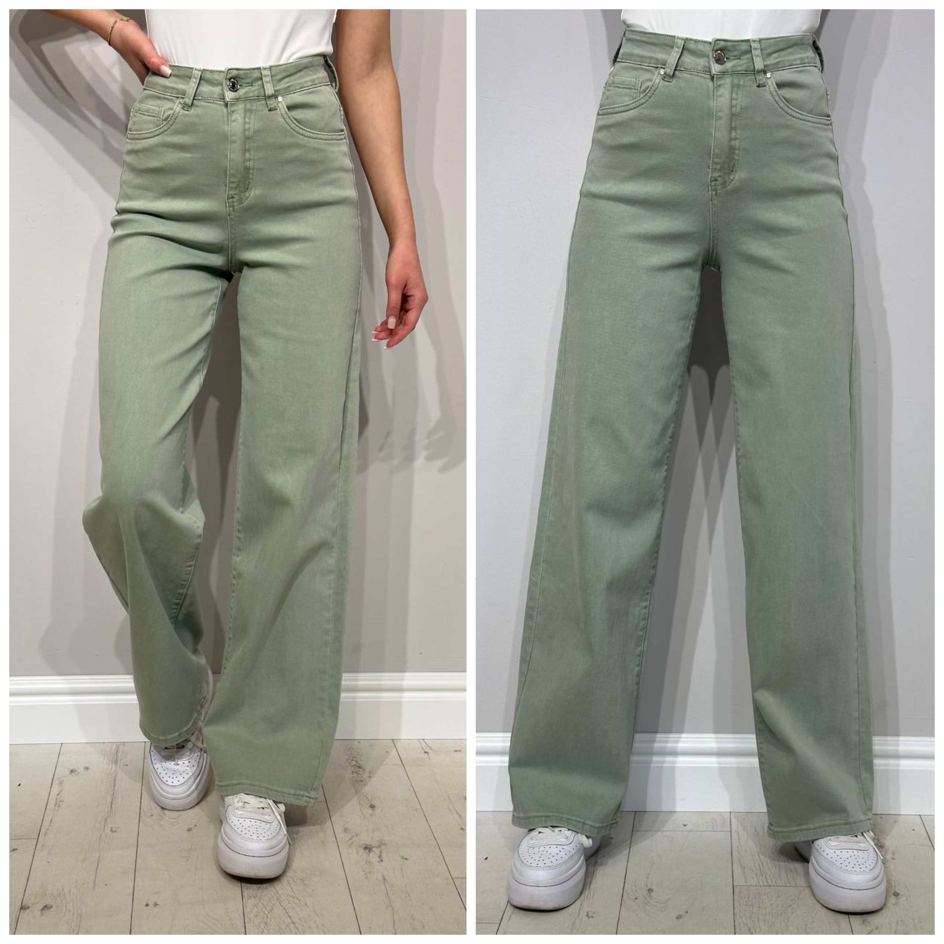 Gaiši, plati sieviešu džinsi