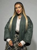 Khaki quilted jacket for women