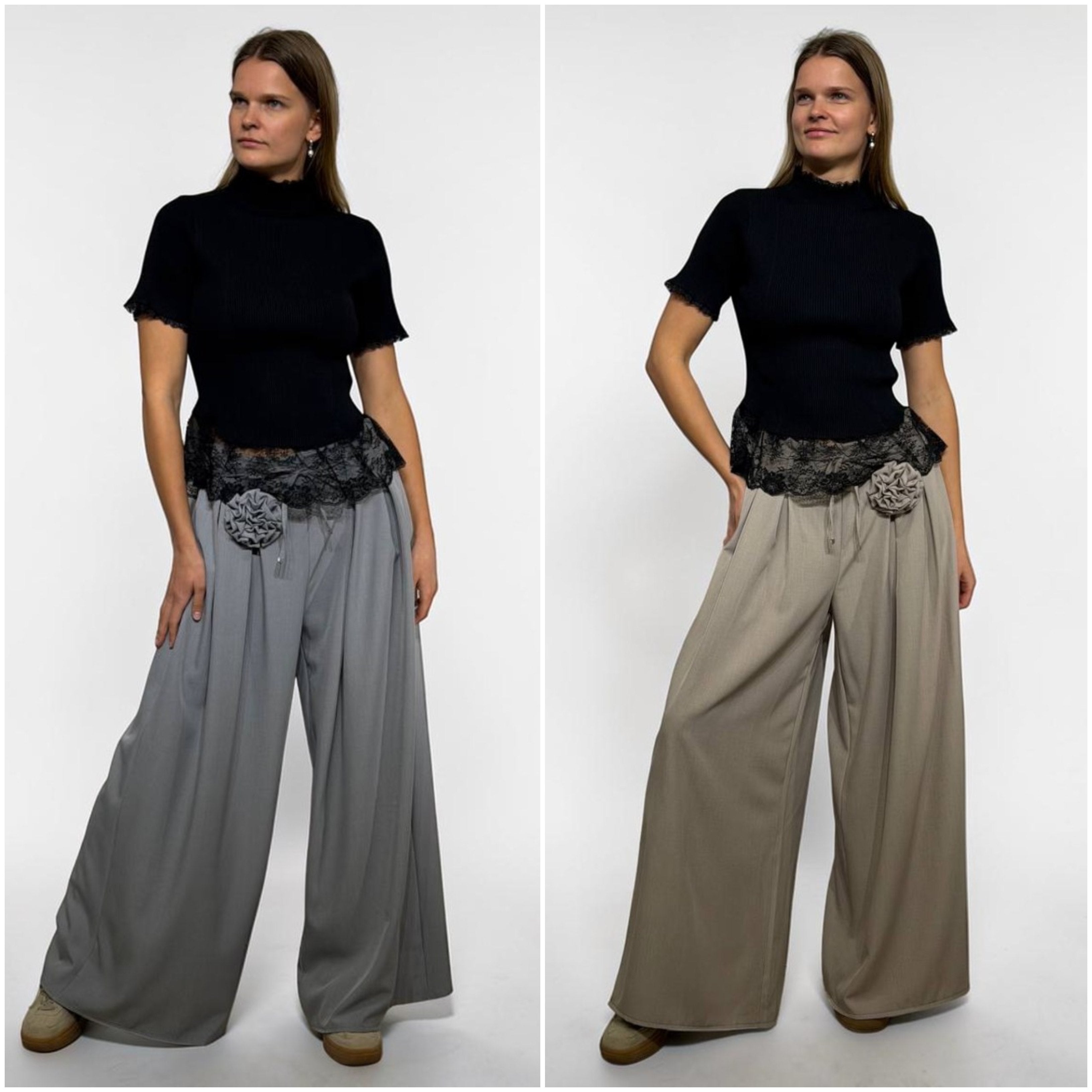 Izsmalcinātas plata piegriezuma bikses