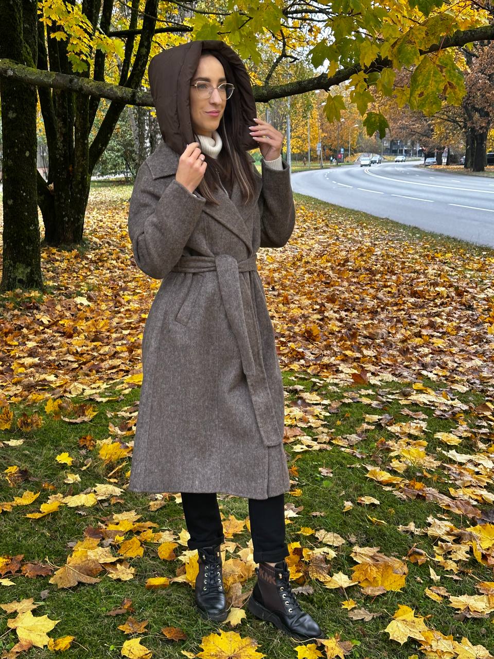Wool coat with hood