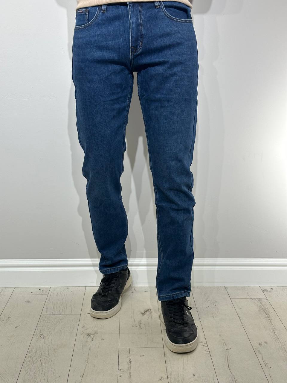 Classic blue, insulated jeans for men