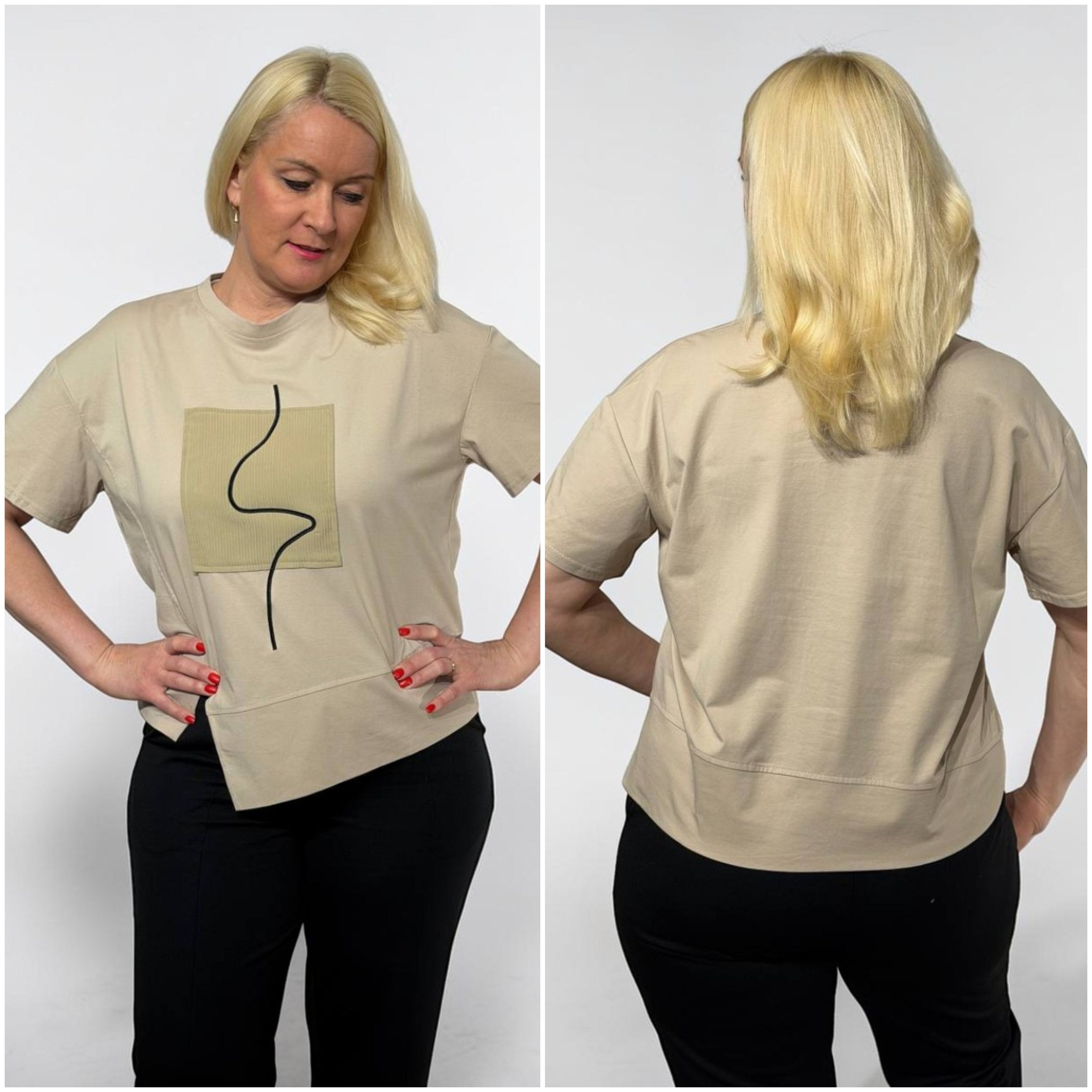 Kokvilnas t-krekls ar šķēlumu