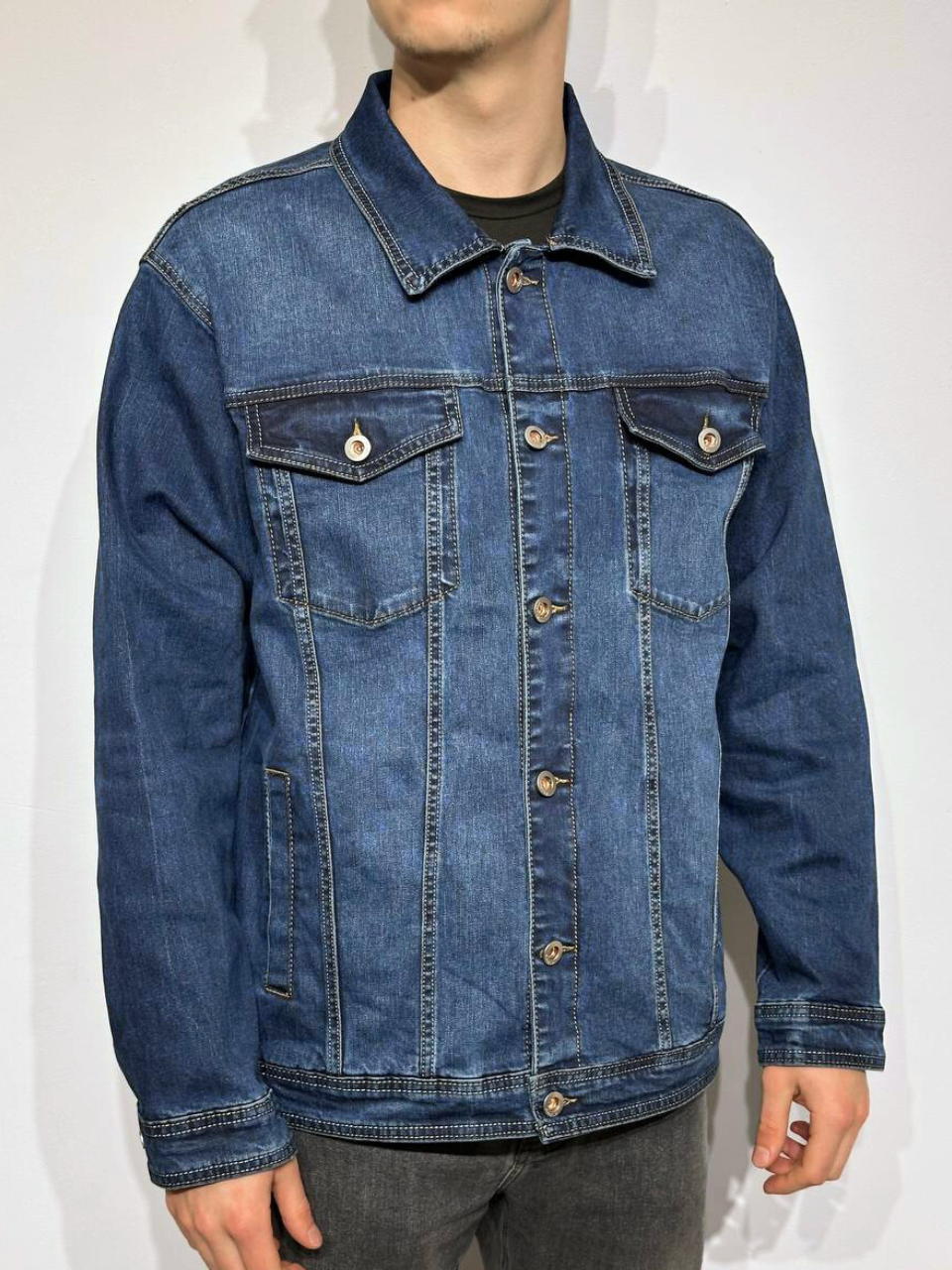 Large size denim jacket for men