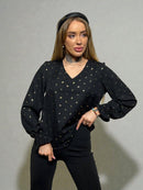 Black blouse with golden pattern