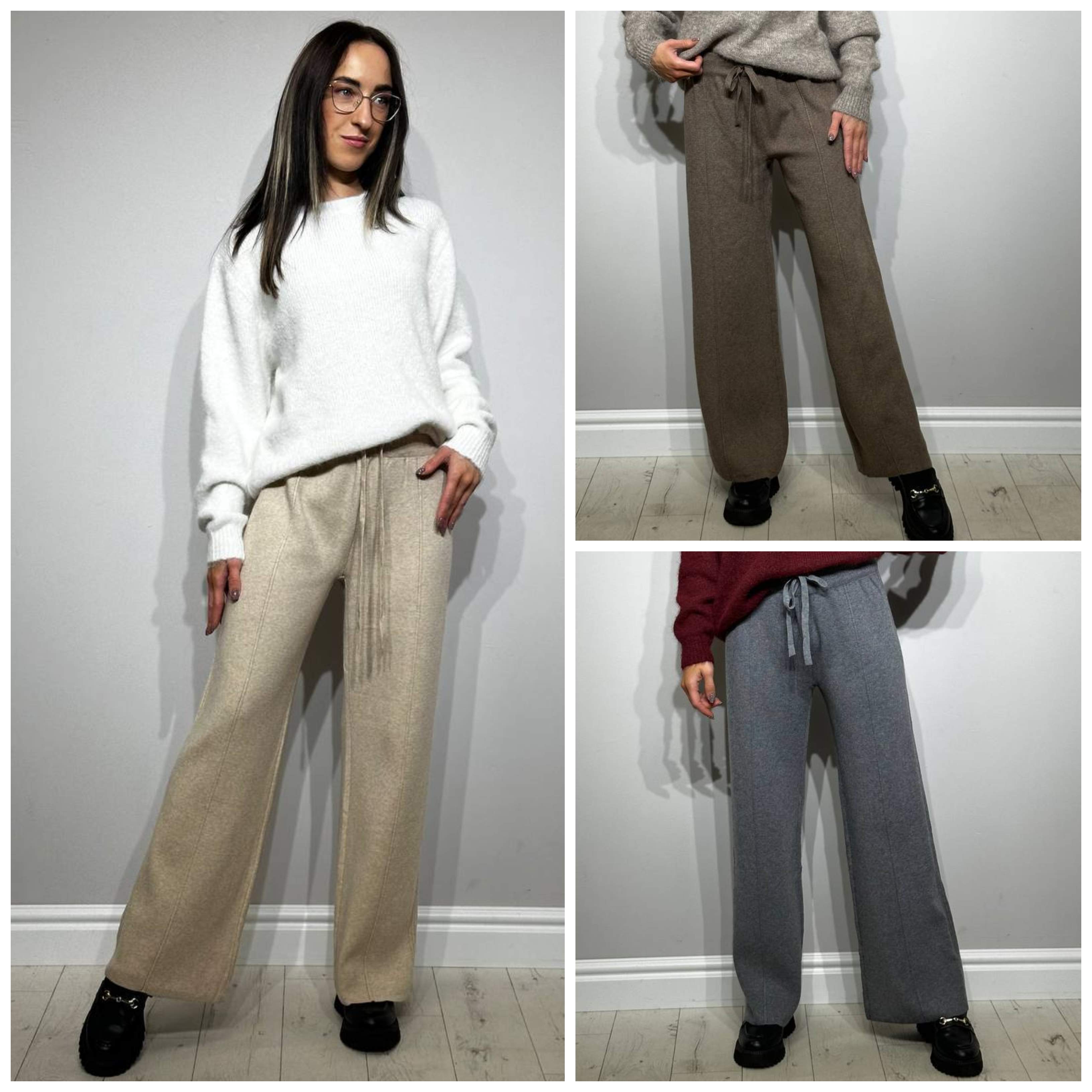 Mīksta adījuma brīvā laika sieviešu bikses