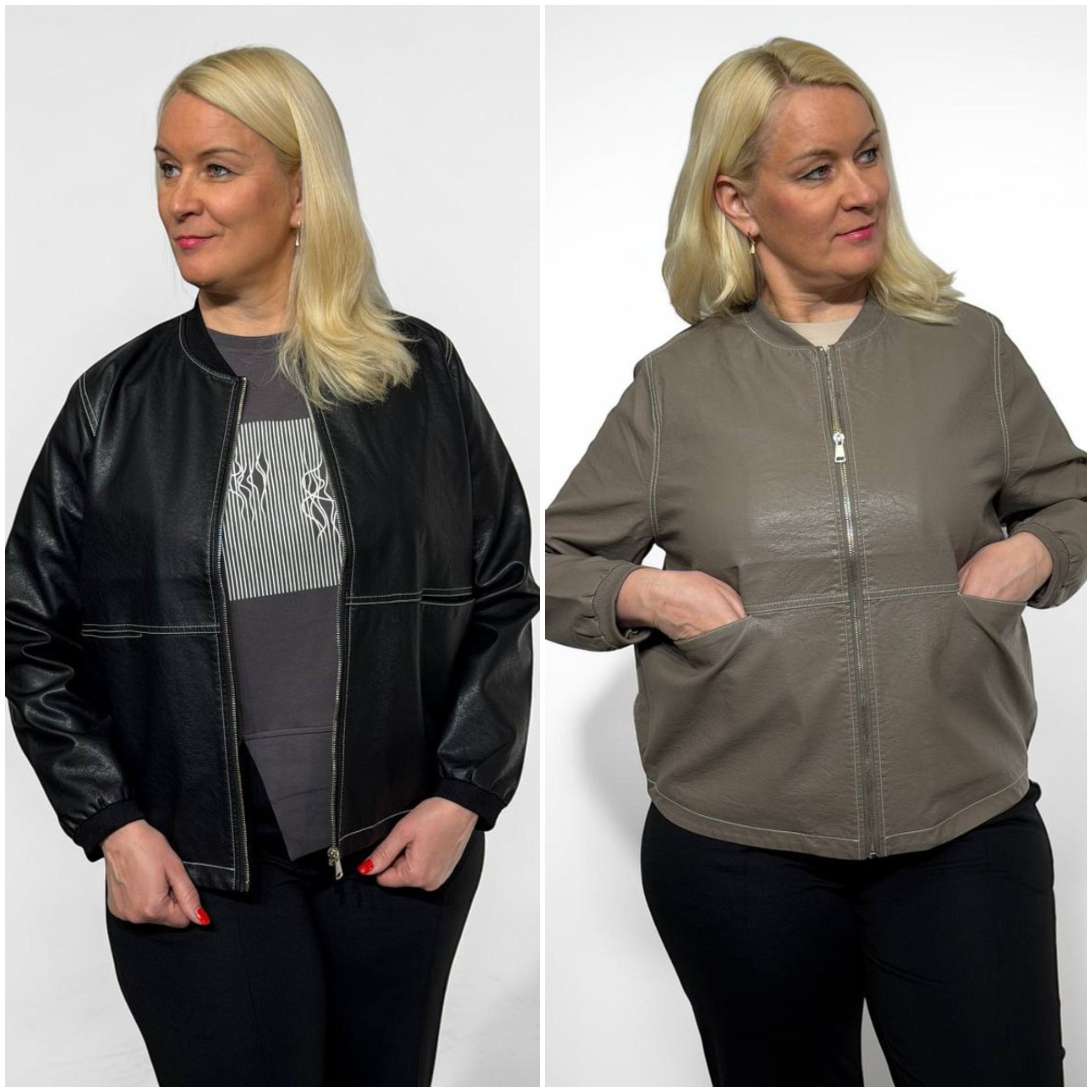 Minimālisma stila ādas jaka sievietēm