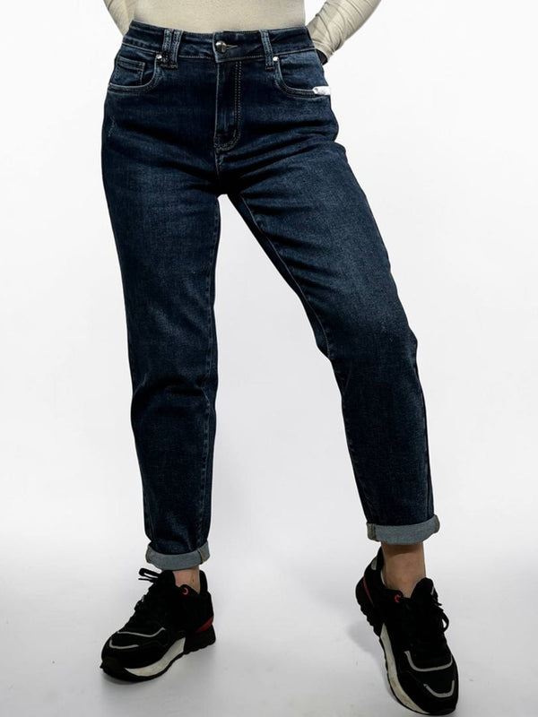 Mom fit stila sieviešu džinsas