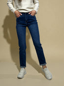 Mom fit jeans with bleaching