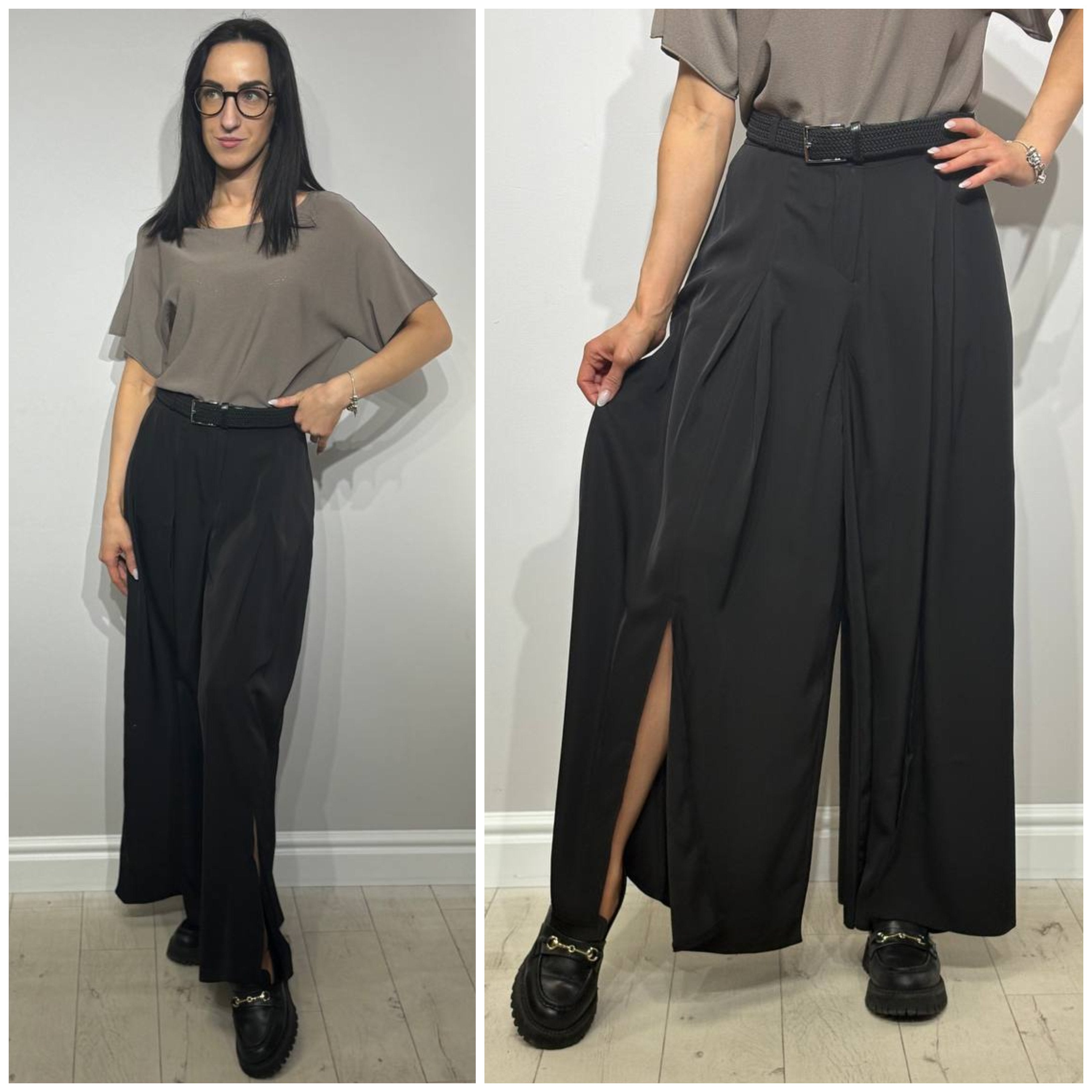 Plata piegriezuma bikses ar šķēlumu