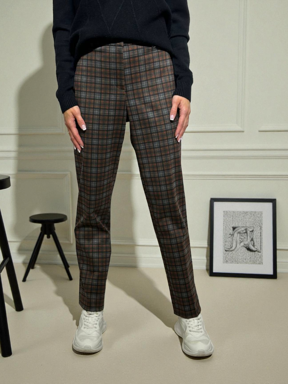 Rūtainas, klasiskas auduma bikses