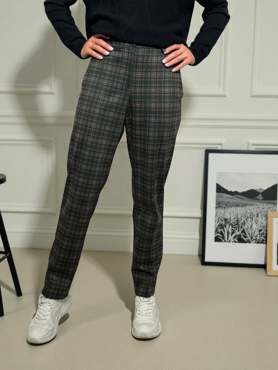 Rūtainas, klasiskas auduma bikses