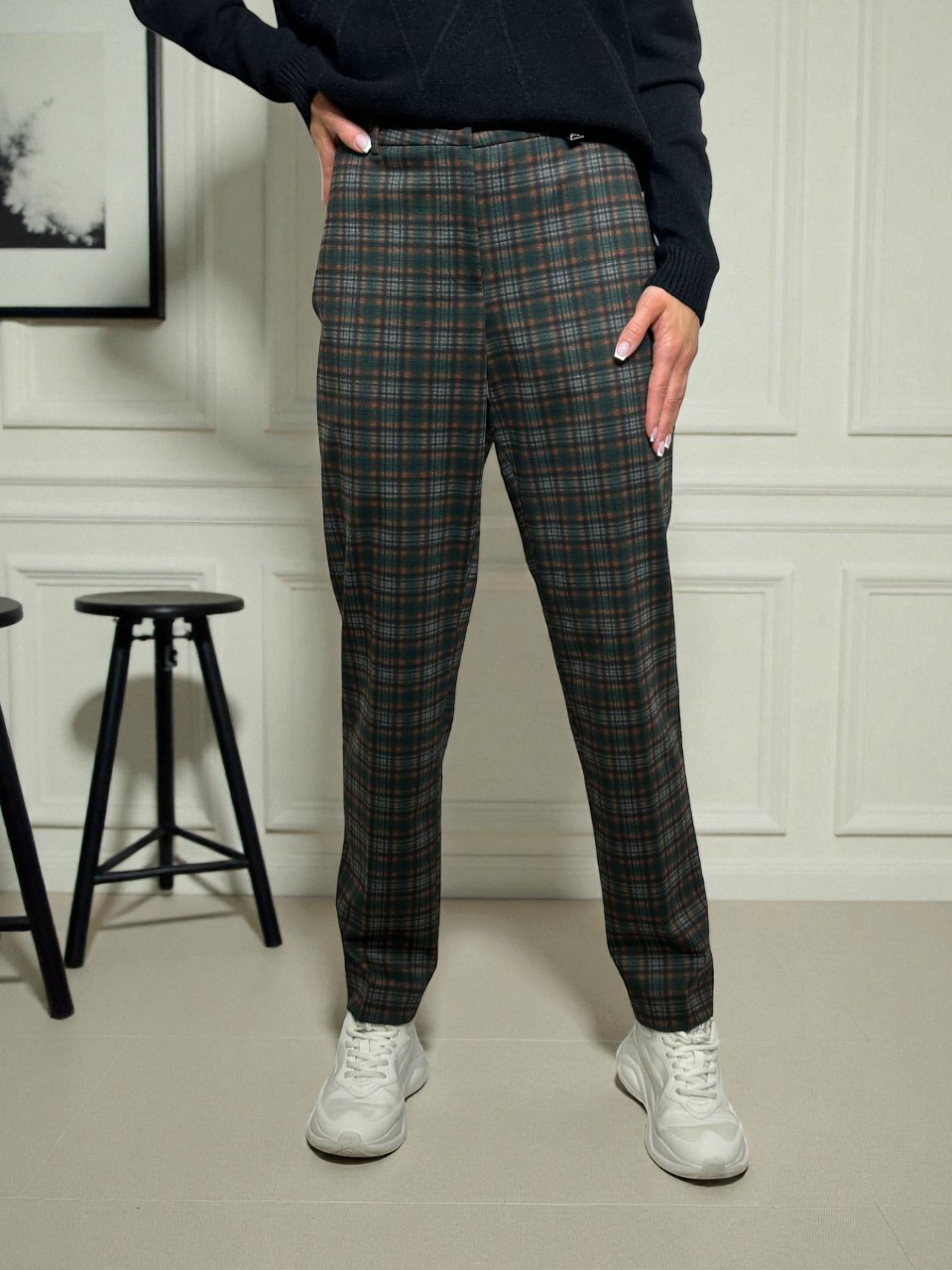 Rūtainas, klasiskas auduma bikses