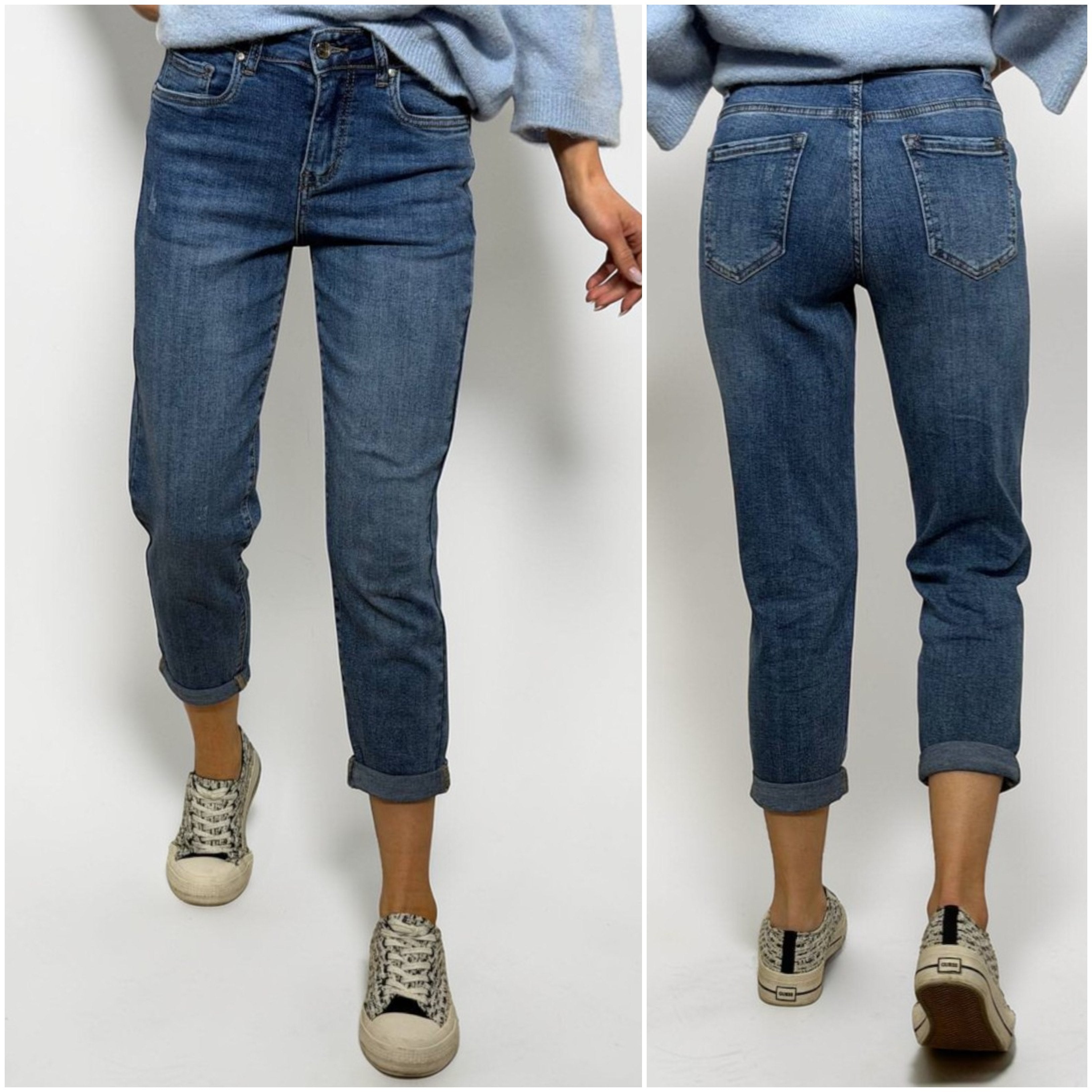 Saīsināti mom fit džinsi