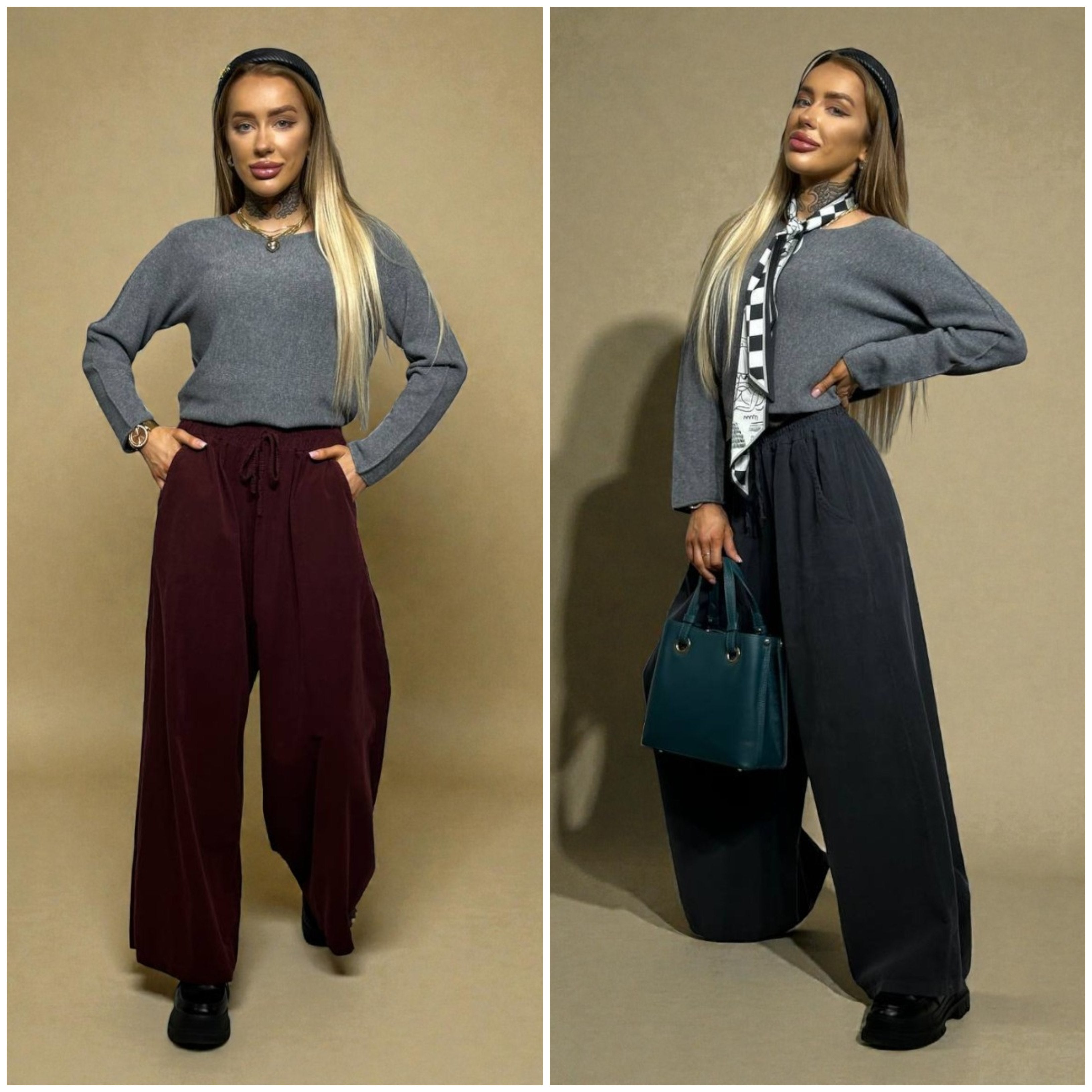 Smalkā velveta platas bikses