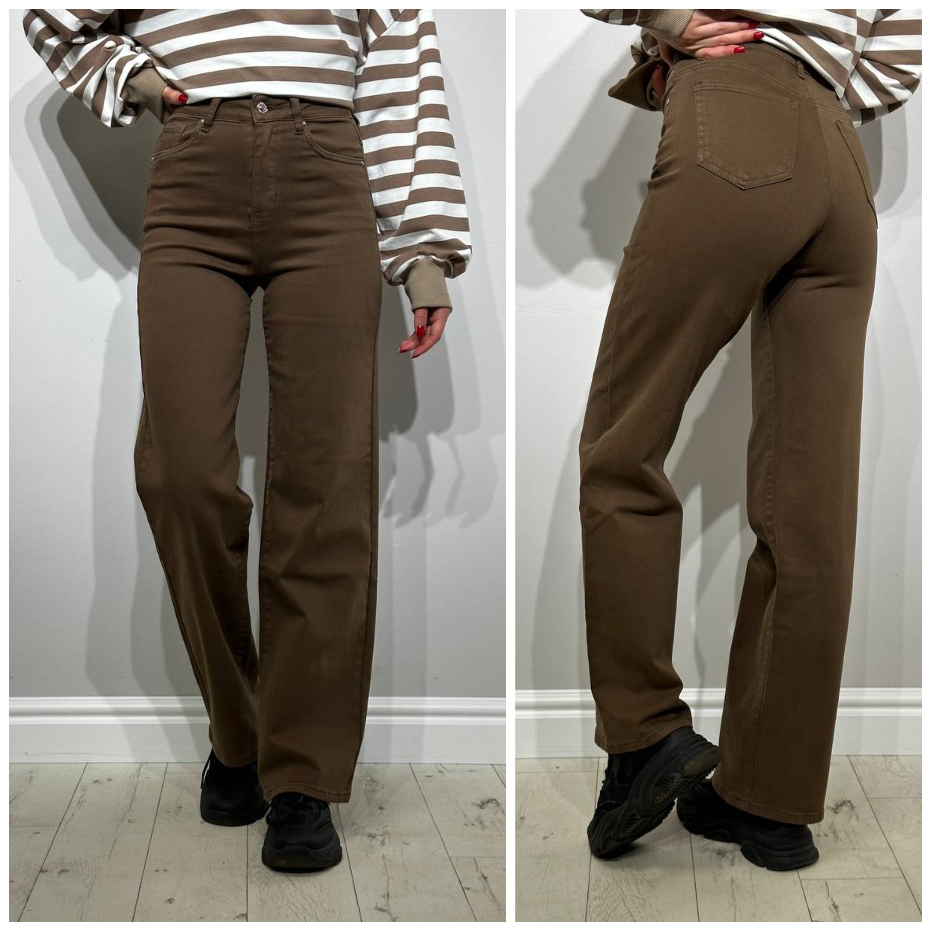 Taisna piegriezuma sieviešu džinsi