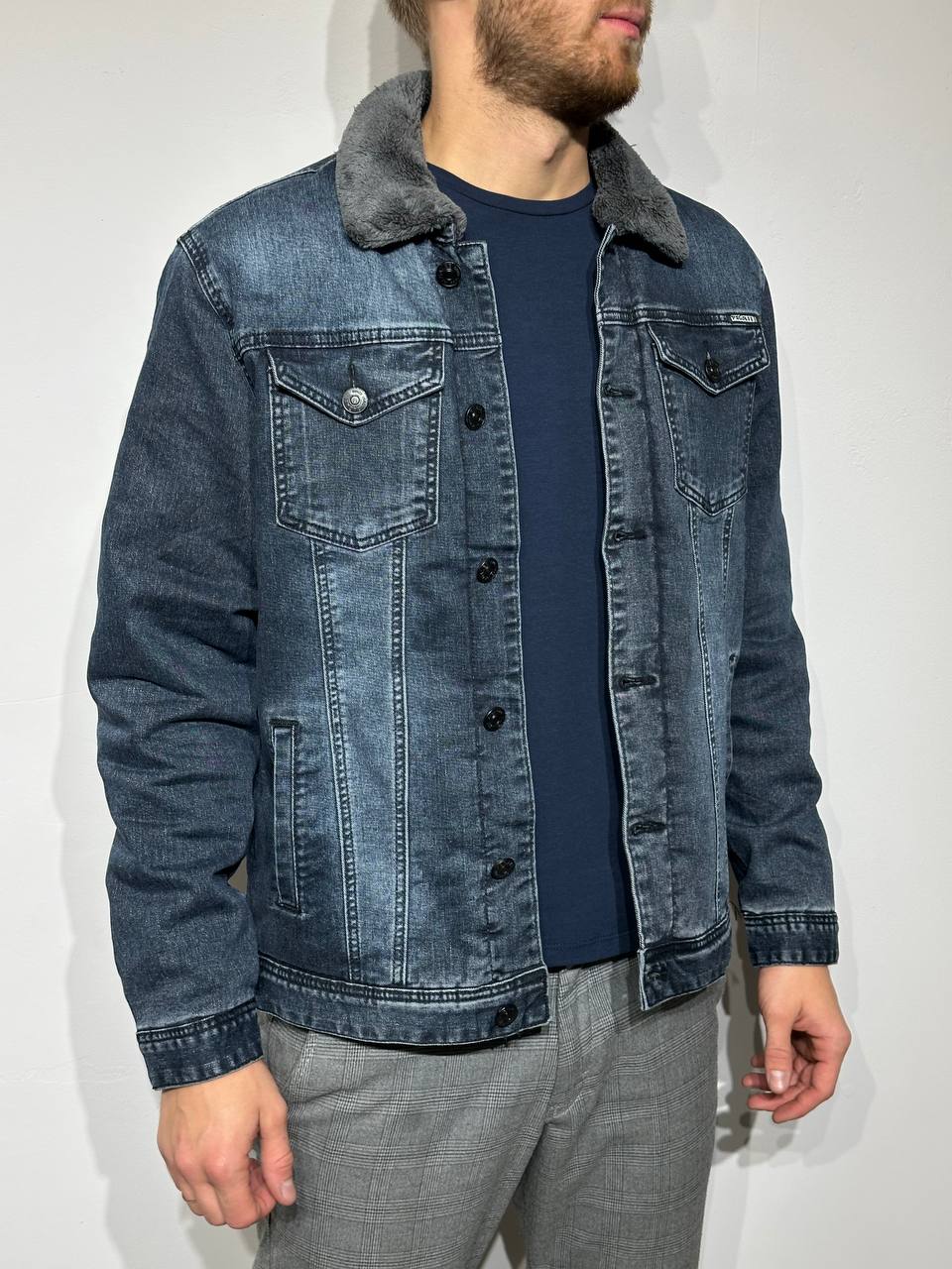 Vīriešu džinsa jaka ar siltinājumu
