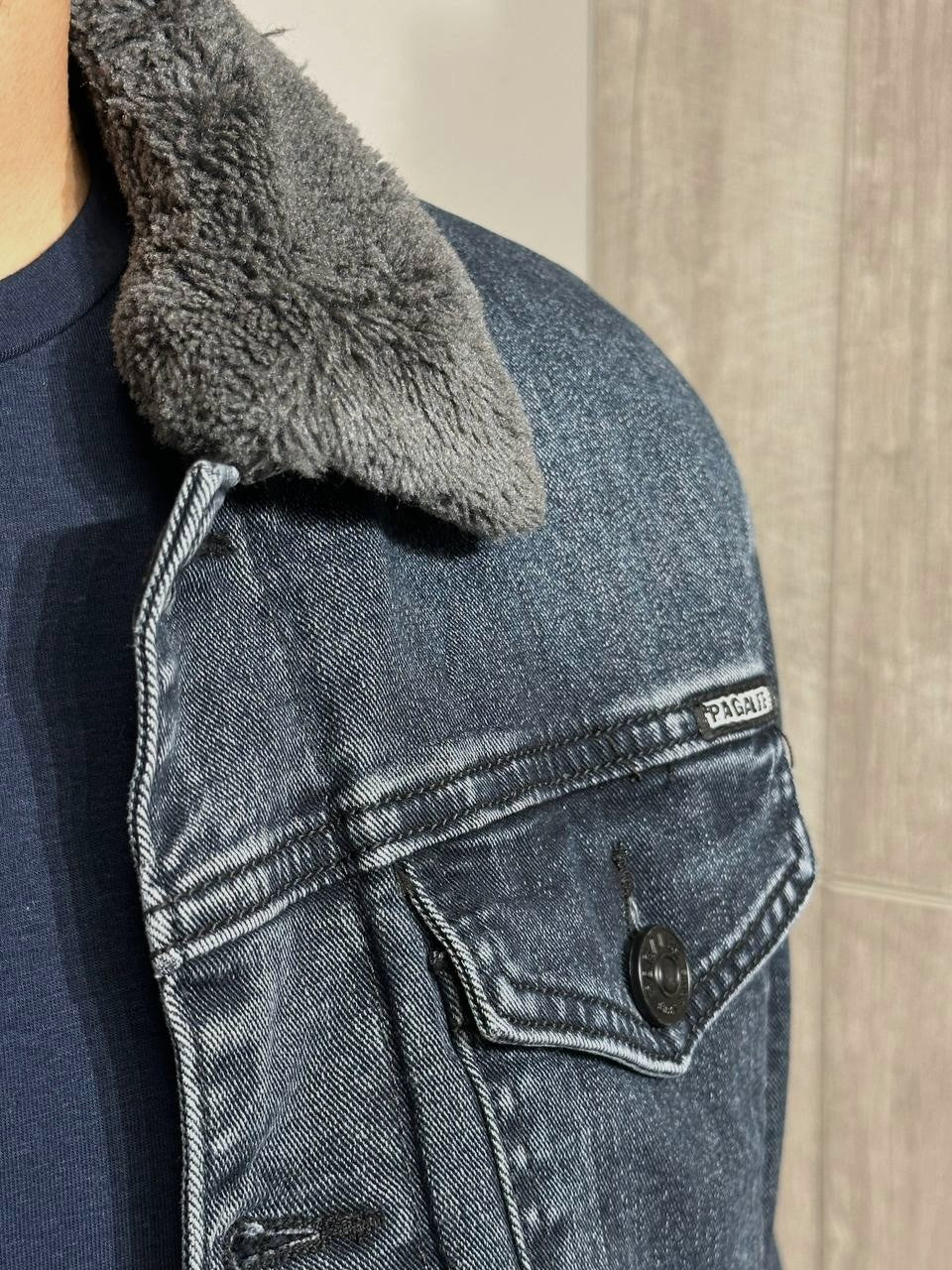 Vīriešu džinsa jaka ar siltinājumu