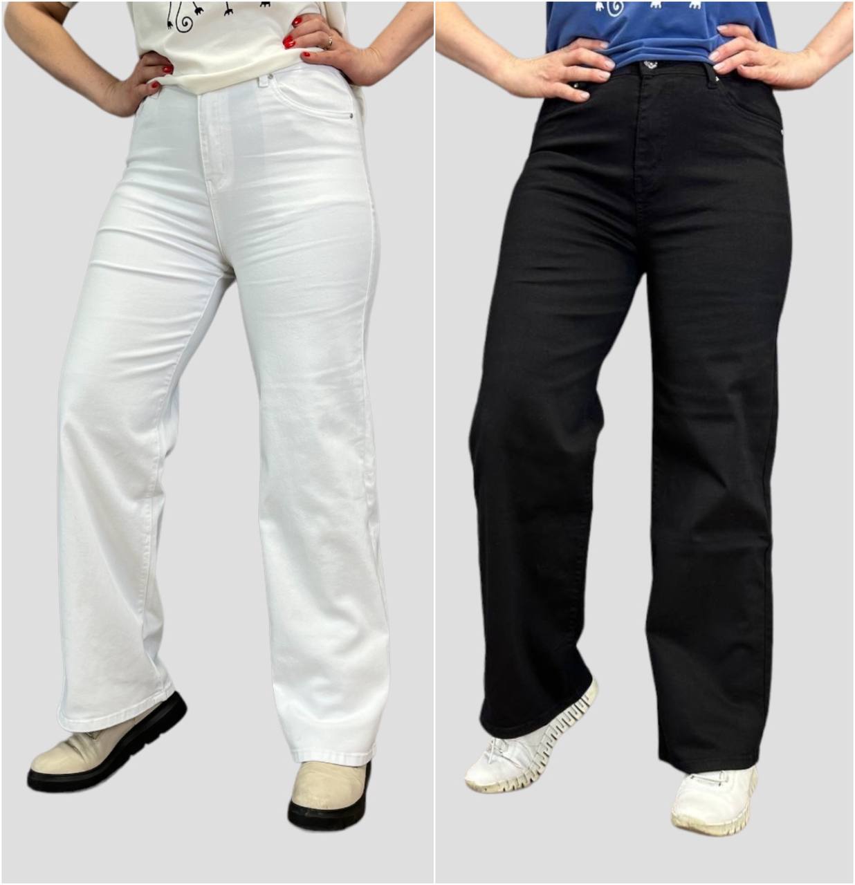 Джинсы с широкими штанинами