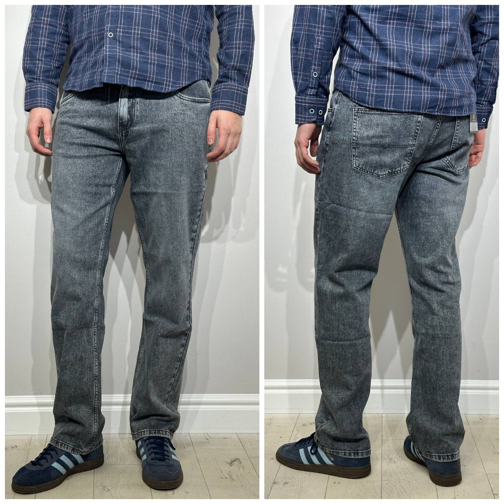 pelēki vīriešu džinsi
