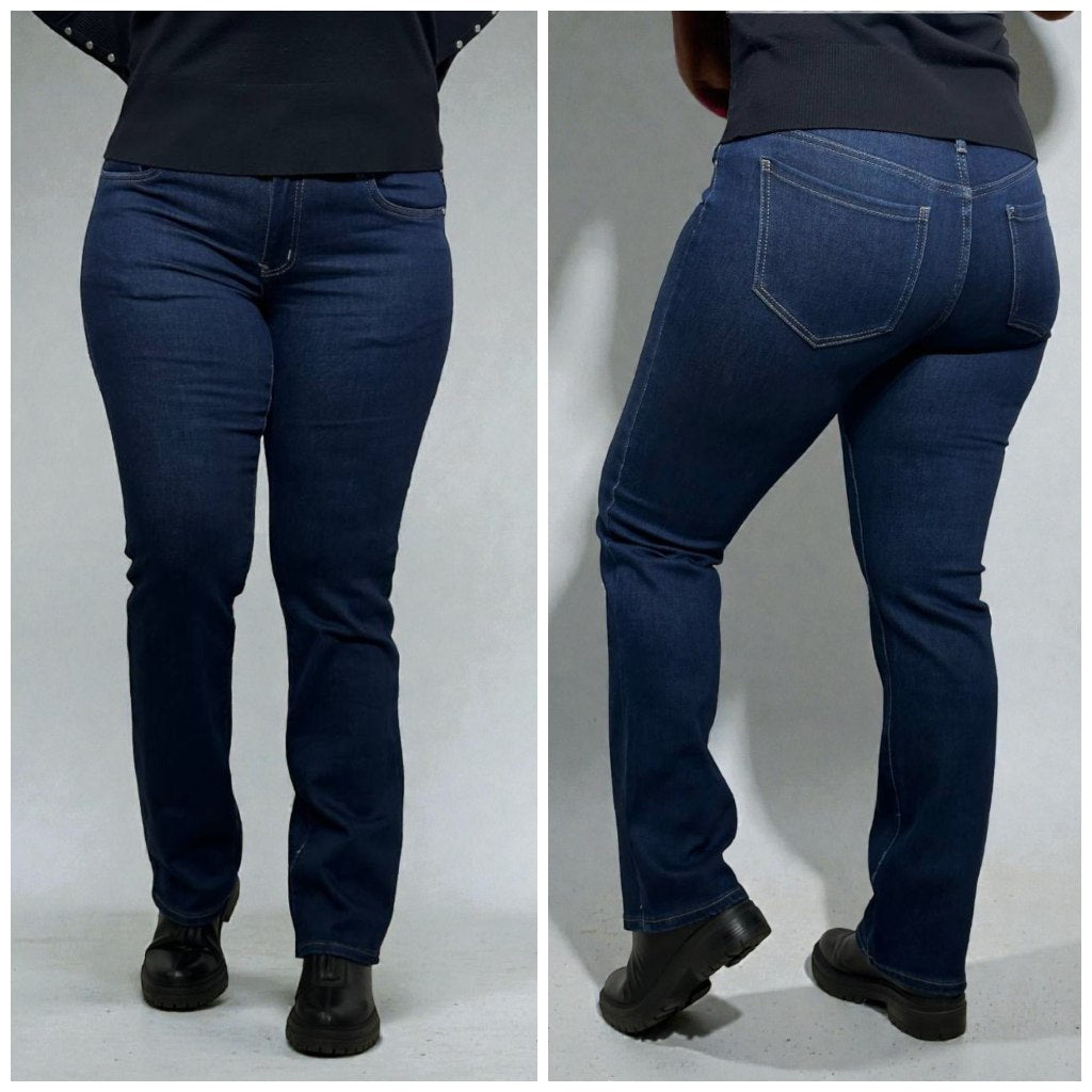Pagarināti, taisni zili džinsi sievietēm