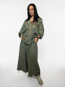 Linen suit with skirt
