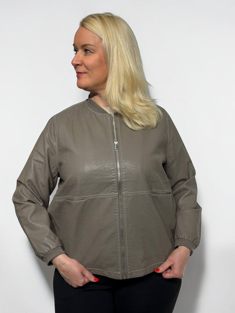 Minimalist style leather jacket for women