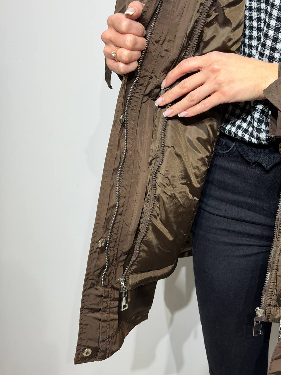 2 in 1 brūna parka sievietēm