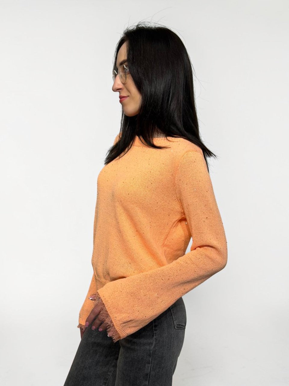 Sweater with lace sleeves