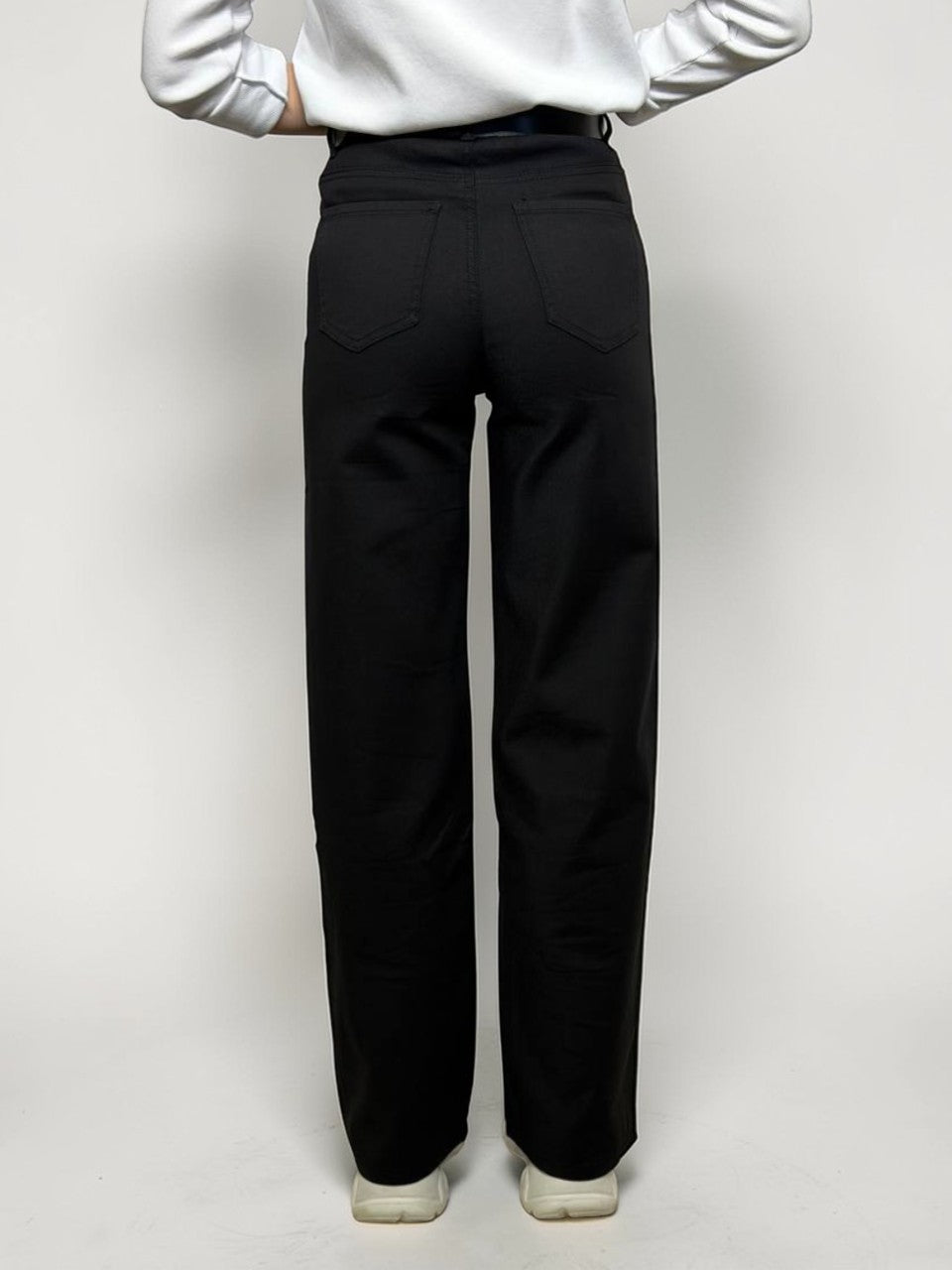 Black wide leg jeans for women