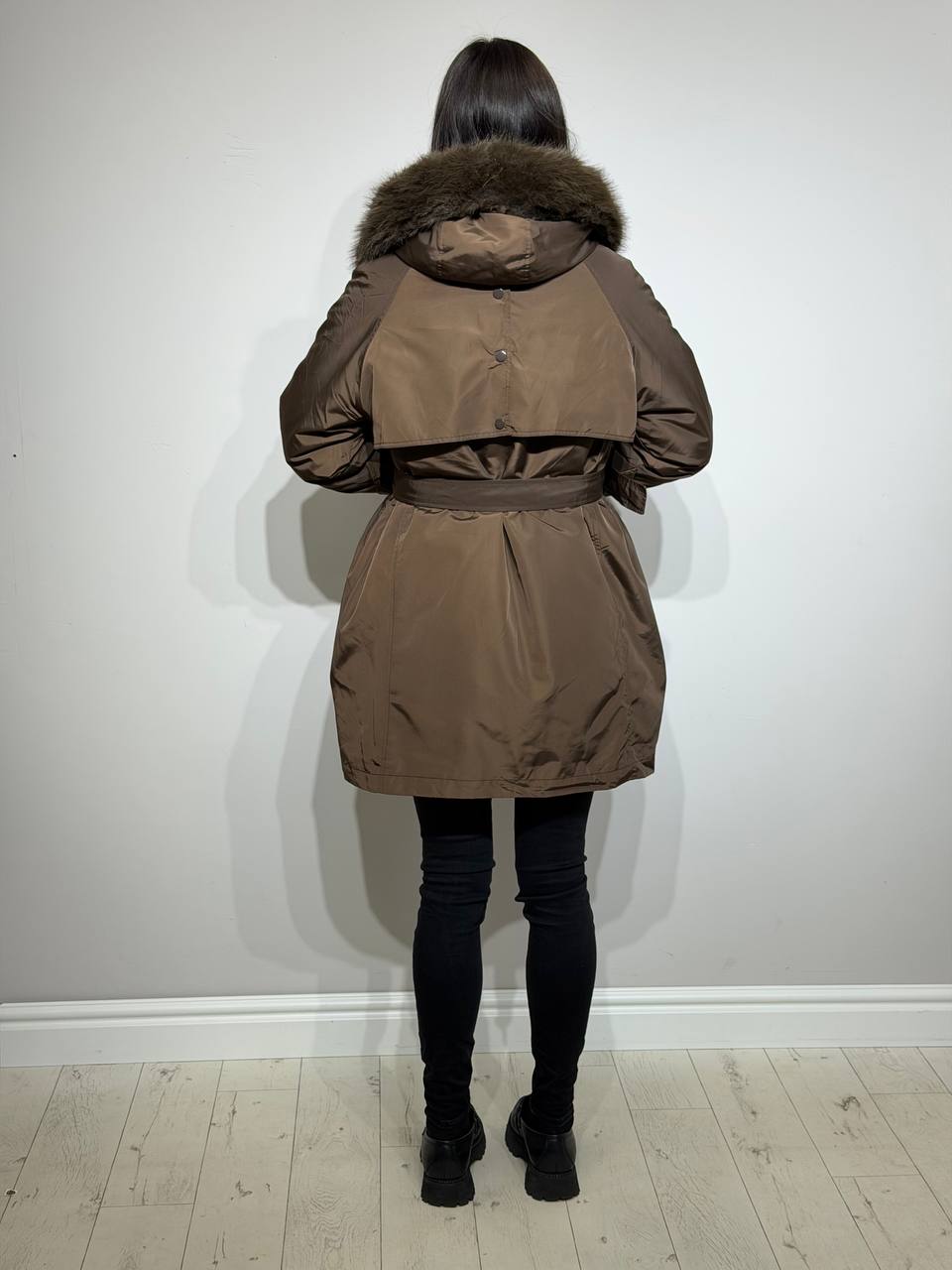 2 in 1 brūna parka sievietēm