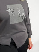 Thin cotton sweater with slit
