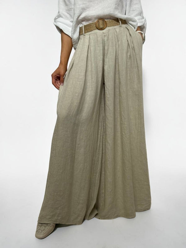 Wide linen pants for women