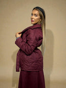 Burgundy overcoat with belt