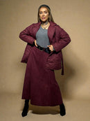 Burgundy overcoat with belt