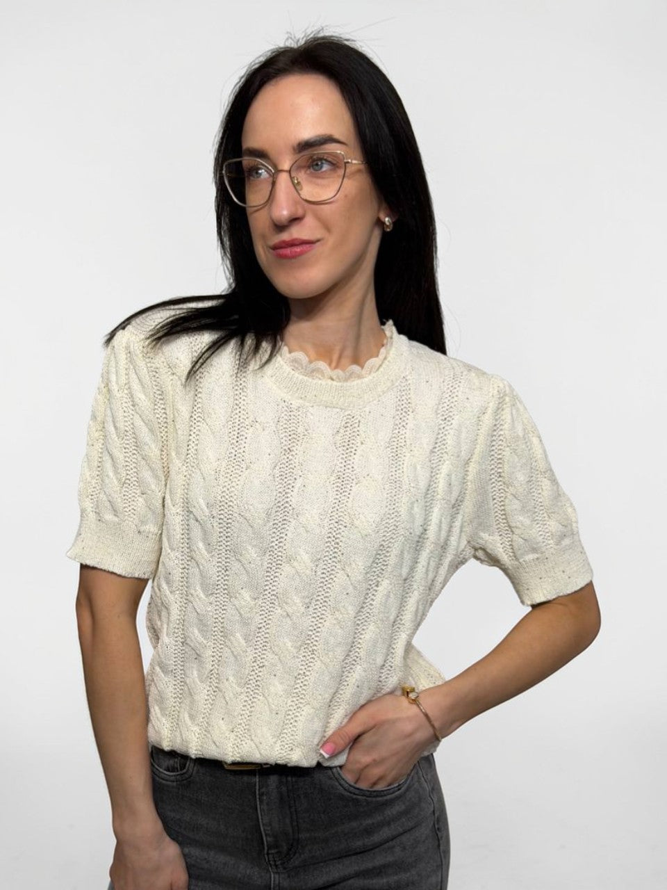 Вязаный топ с тонким блеском