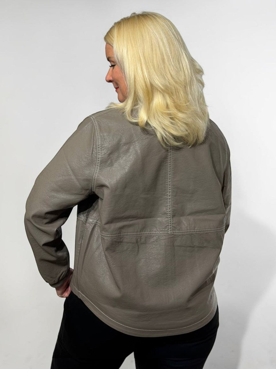 Minimalist style leather jacket for women
