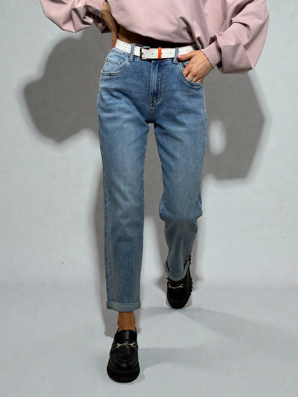 Thin denim mother-style trousers for women