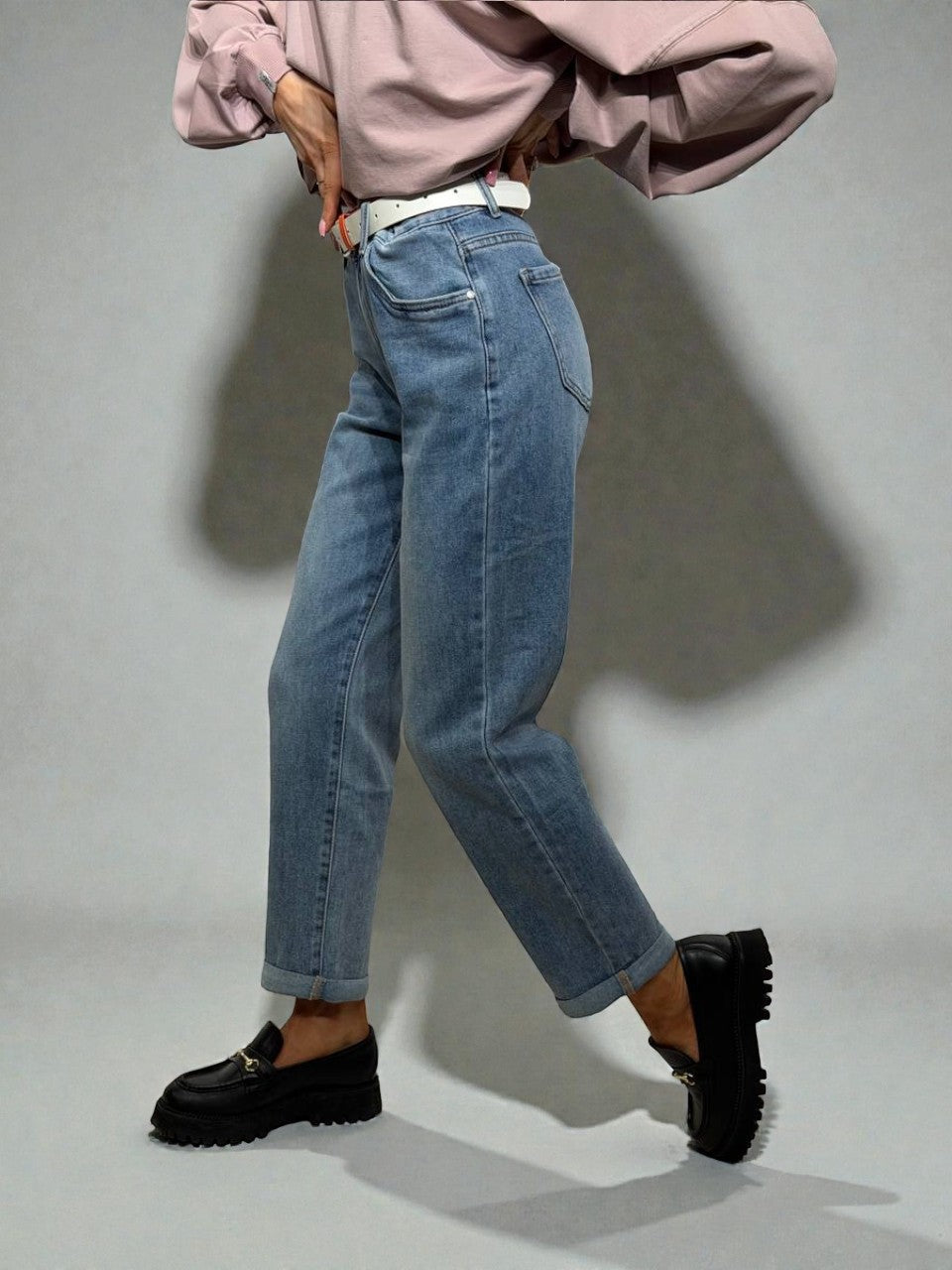 Thin denim mother-style trousers for women