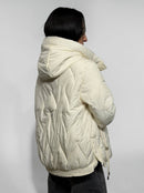 Women's short puffy jacket with hood