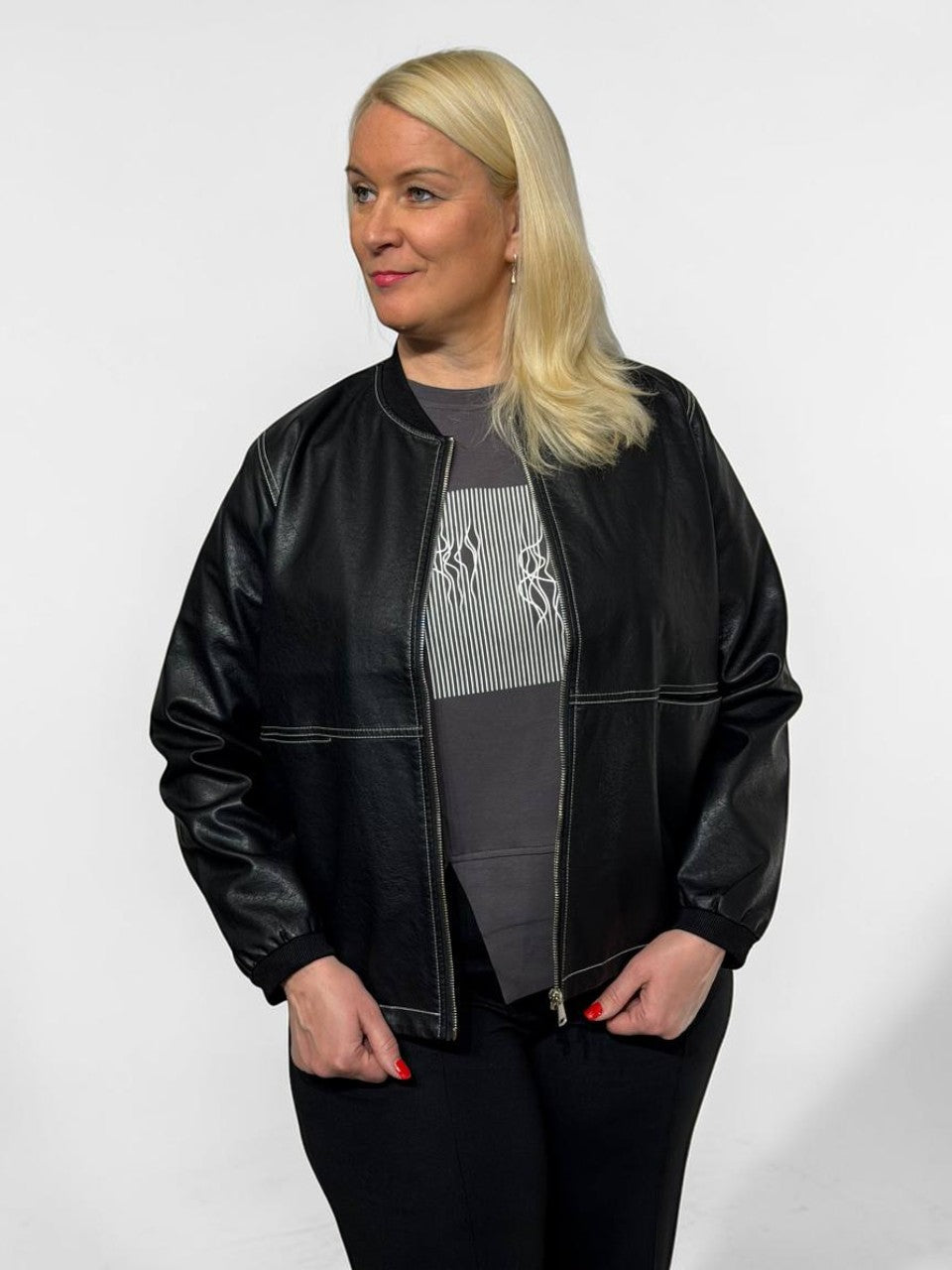 Minimalist style leather jacket for women