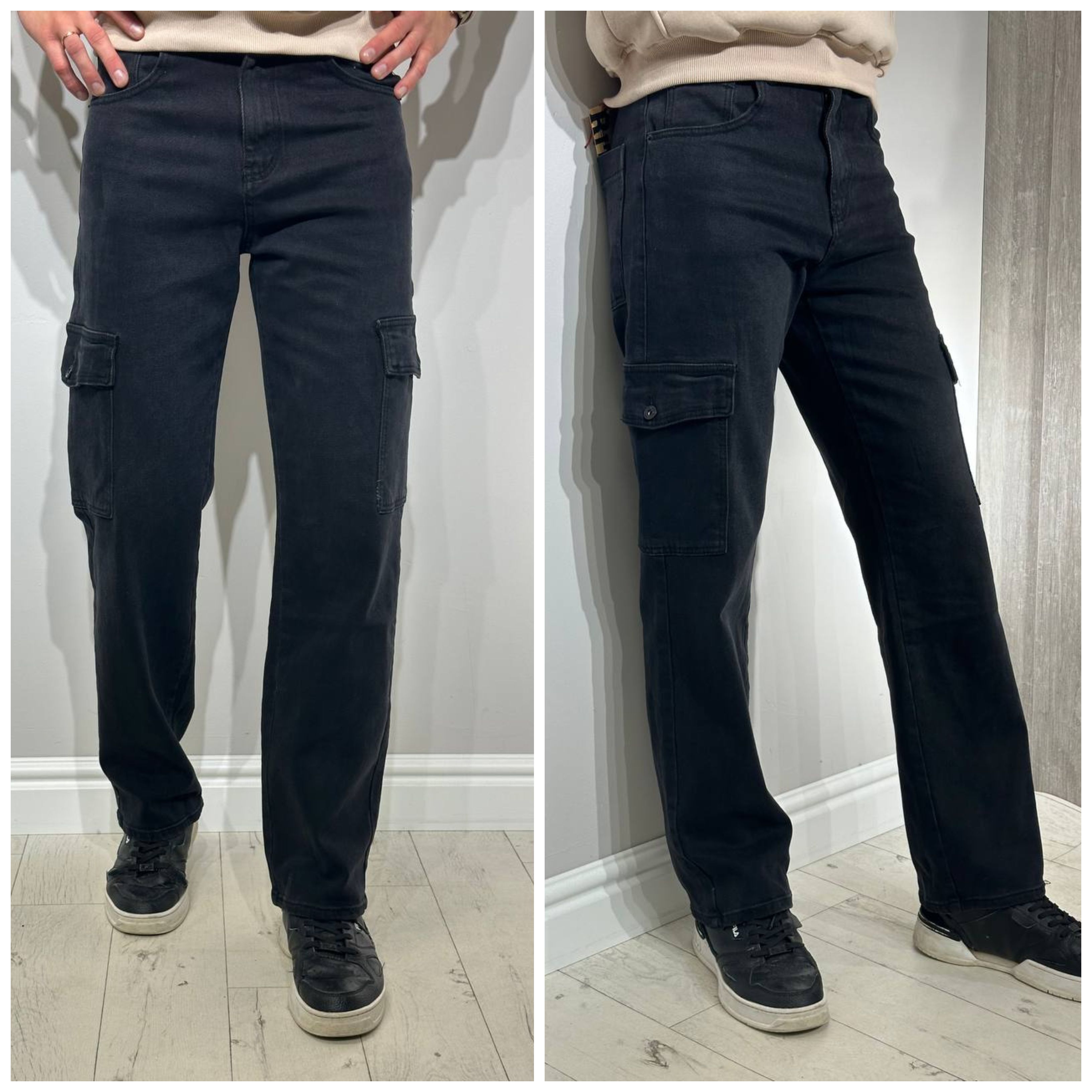 Laiade säärtega cargo stiilis teksad