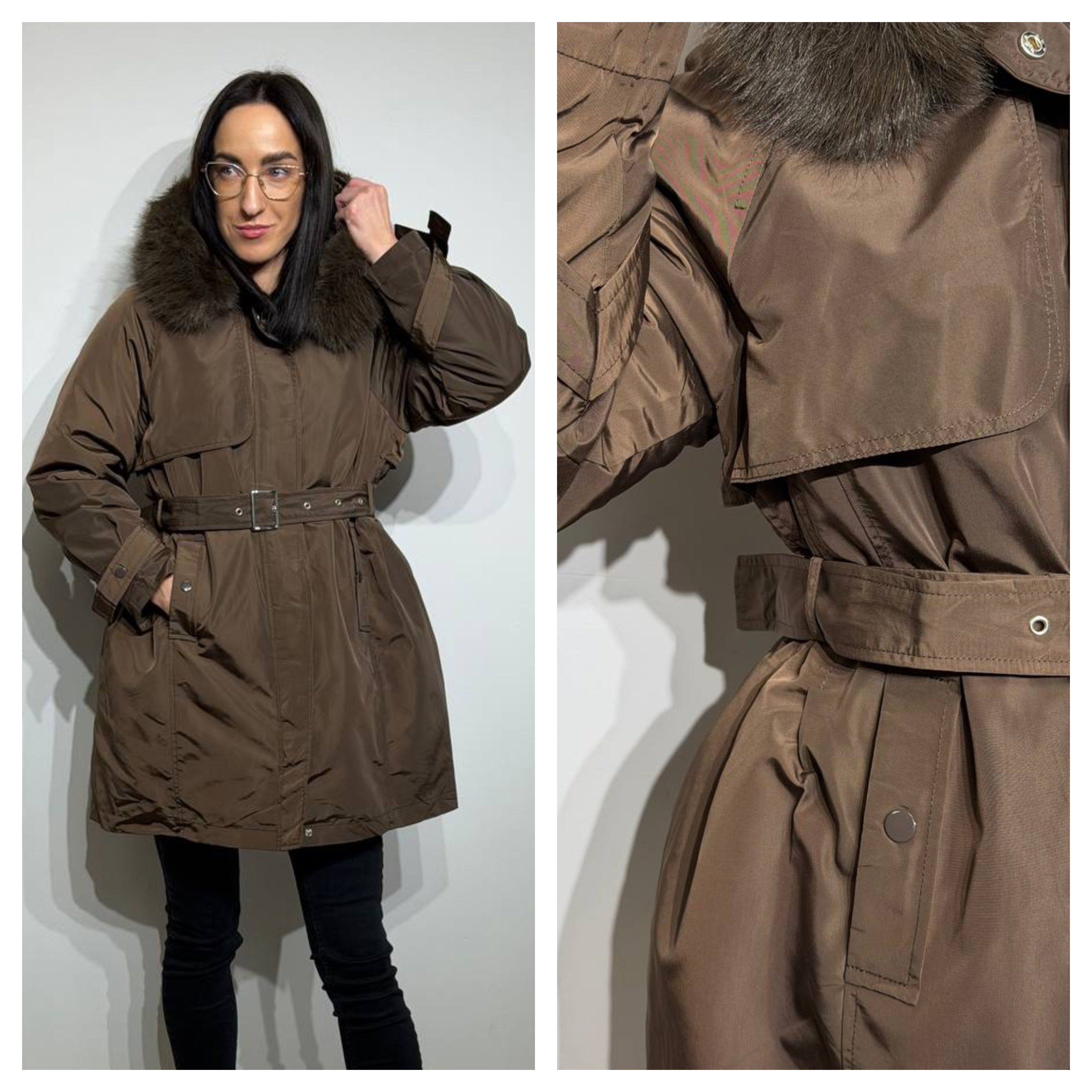 2 in 1 ruda parka moterims