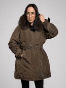 2 in 1 brown parka for women