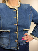 Elegant denim jacket with decorative trim